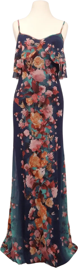 00's Floral Mesh Ruffle Butterfly and Ladybug Maxi Dress by Fuzzi