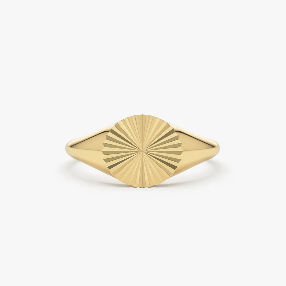 14k Gold Sun Signet Ring