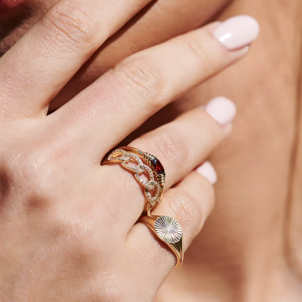14k Gold Sun Signet Ring