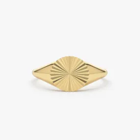 14k Gold Sun Signet Ring