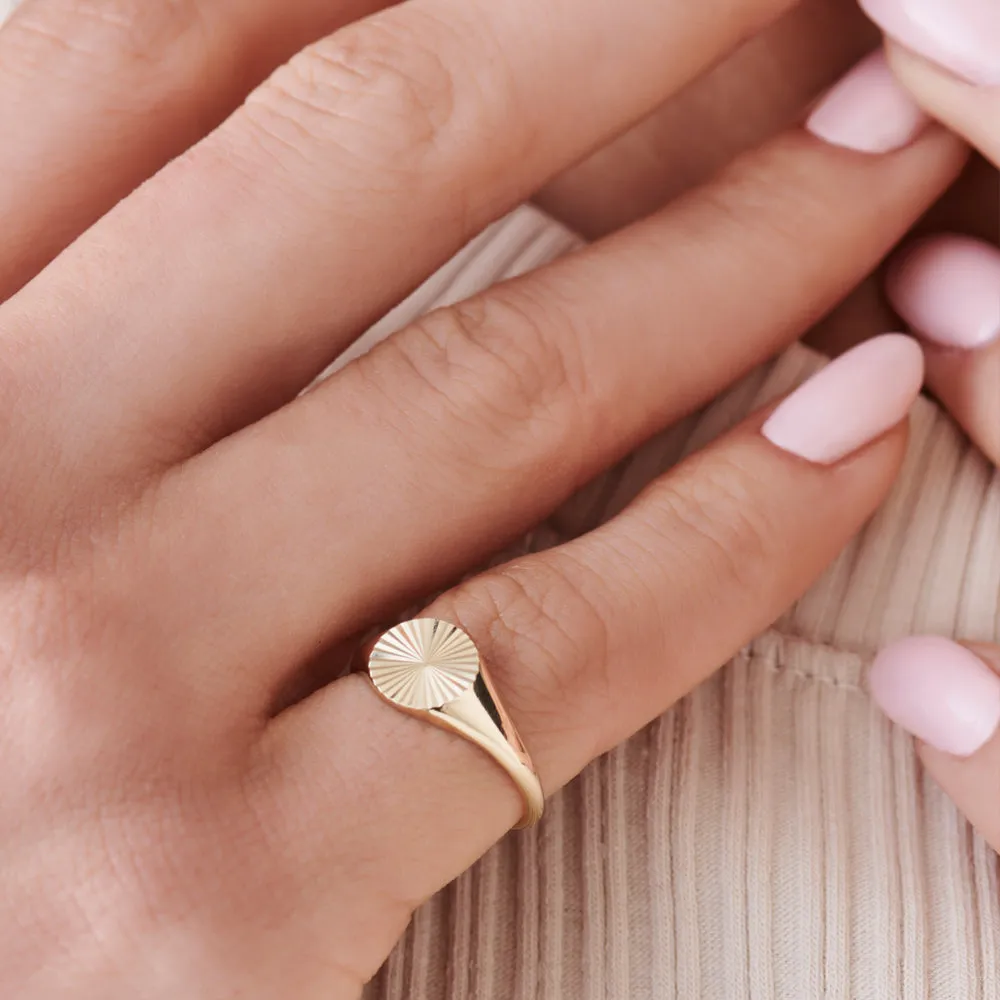 14k Gold Sun Signet Ring