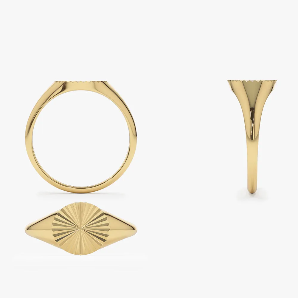 14k Gold Sun Signet Ring