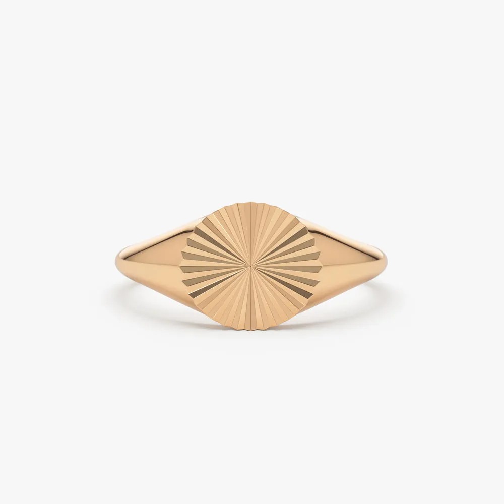 14k Gold Sun Signet Ring