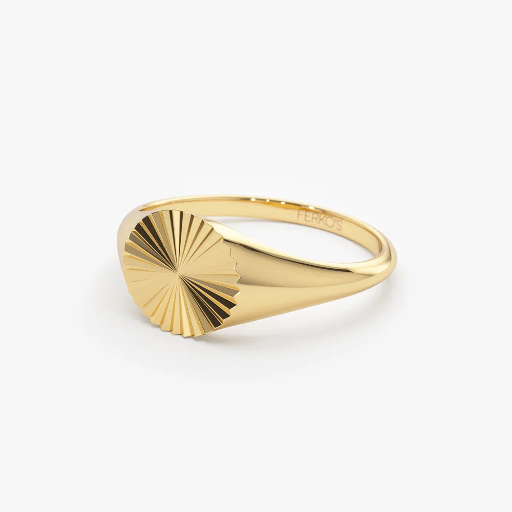14k Gold Sun Signet Ring