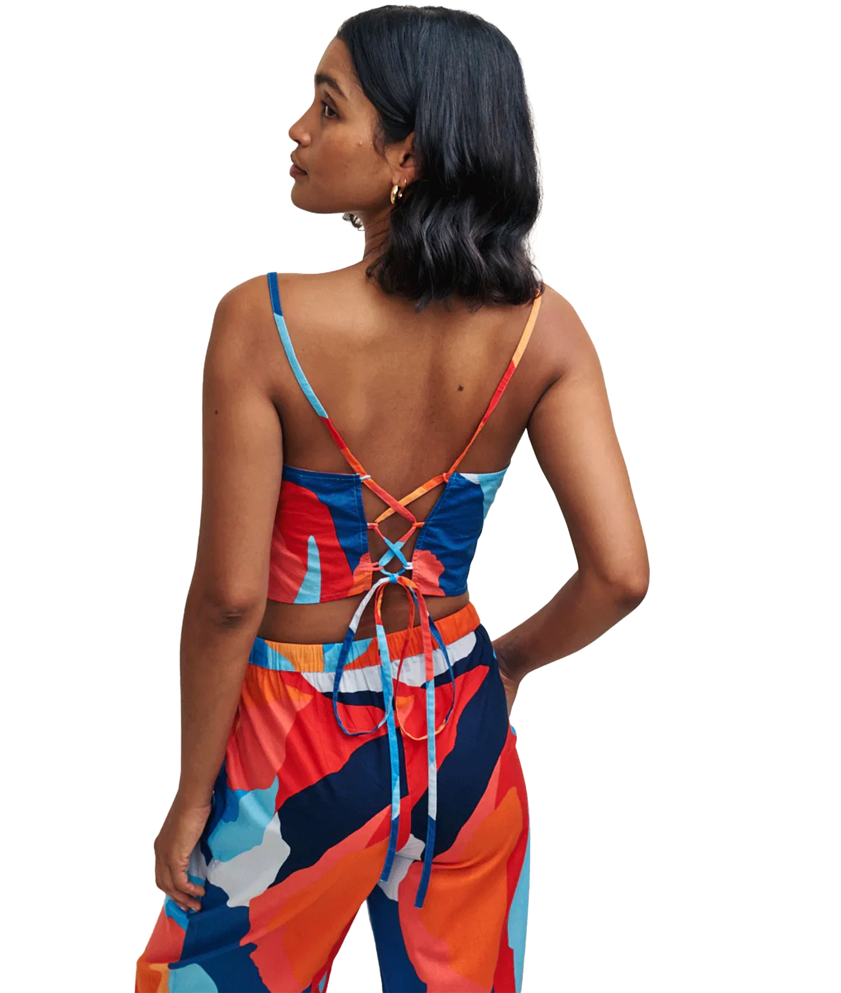 Abstract Print Tie Back Cami Top - Multi
