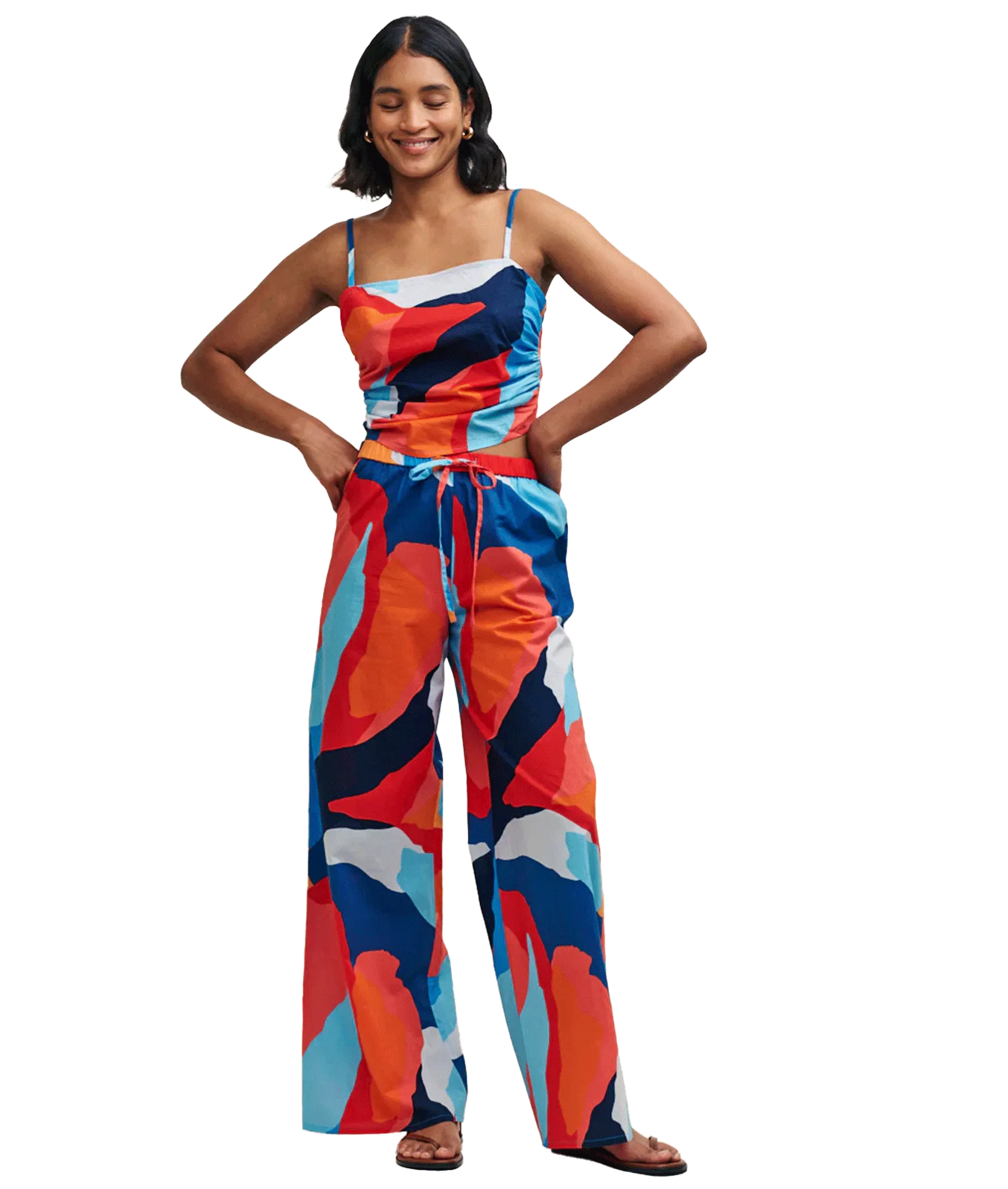 Abstract Print Tie Back Cami Top - Multi