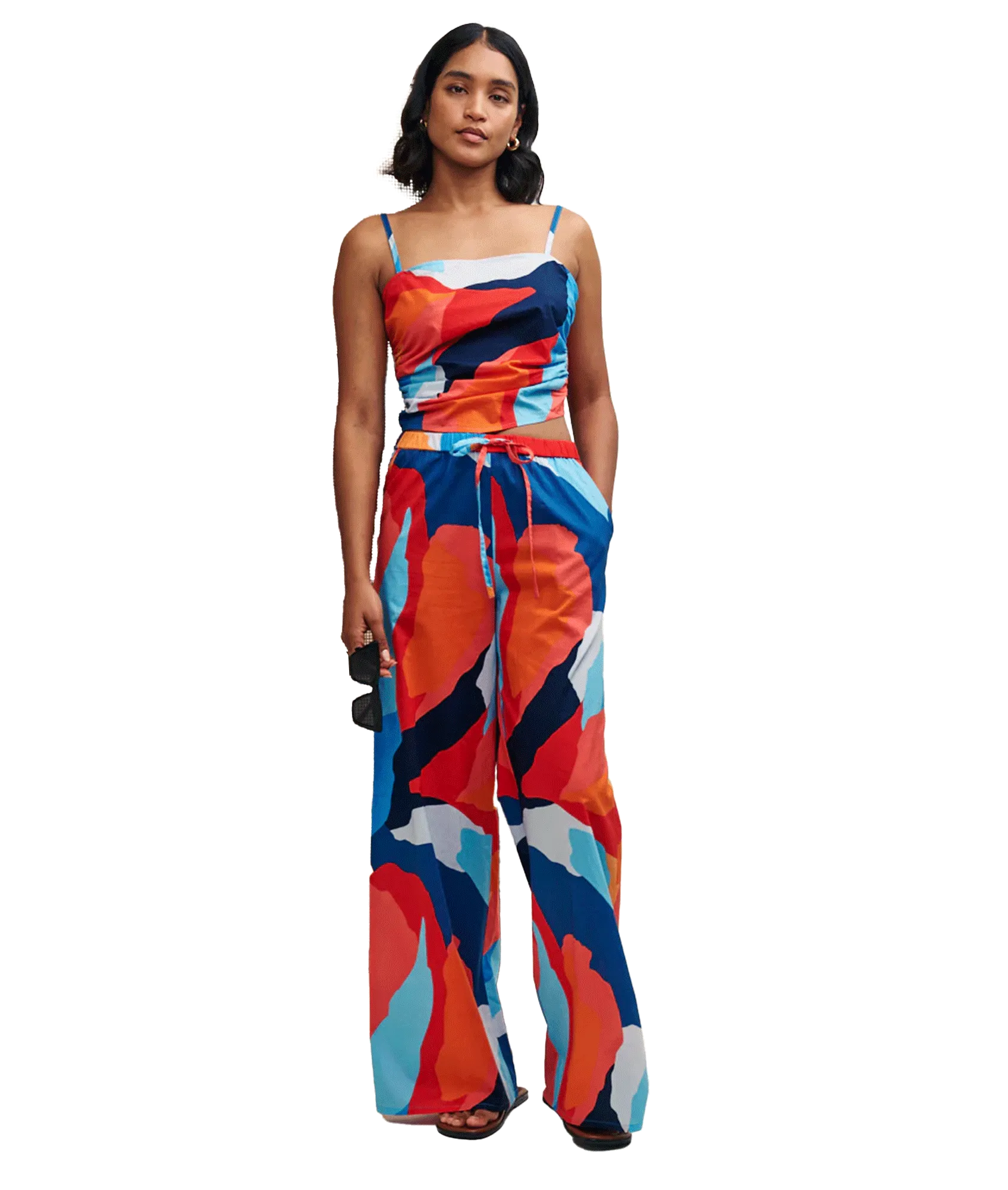 Abstract Print Tie Back Cami Top - Multi