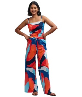 Abstract Print Tie Back Cami Top - Multi