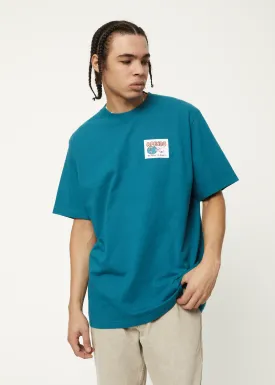 AFENDS Mens Back To It - Retro Graphic Logo T-Shirt - Azure