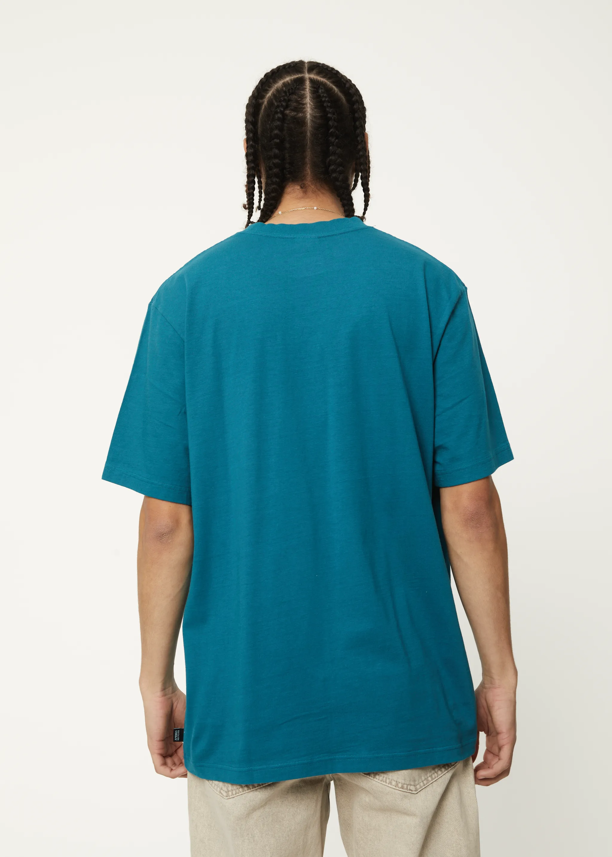 AFENDS Mens Back To It - Retro Graphic Logo T-Shirt - Azure