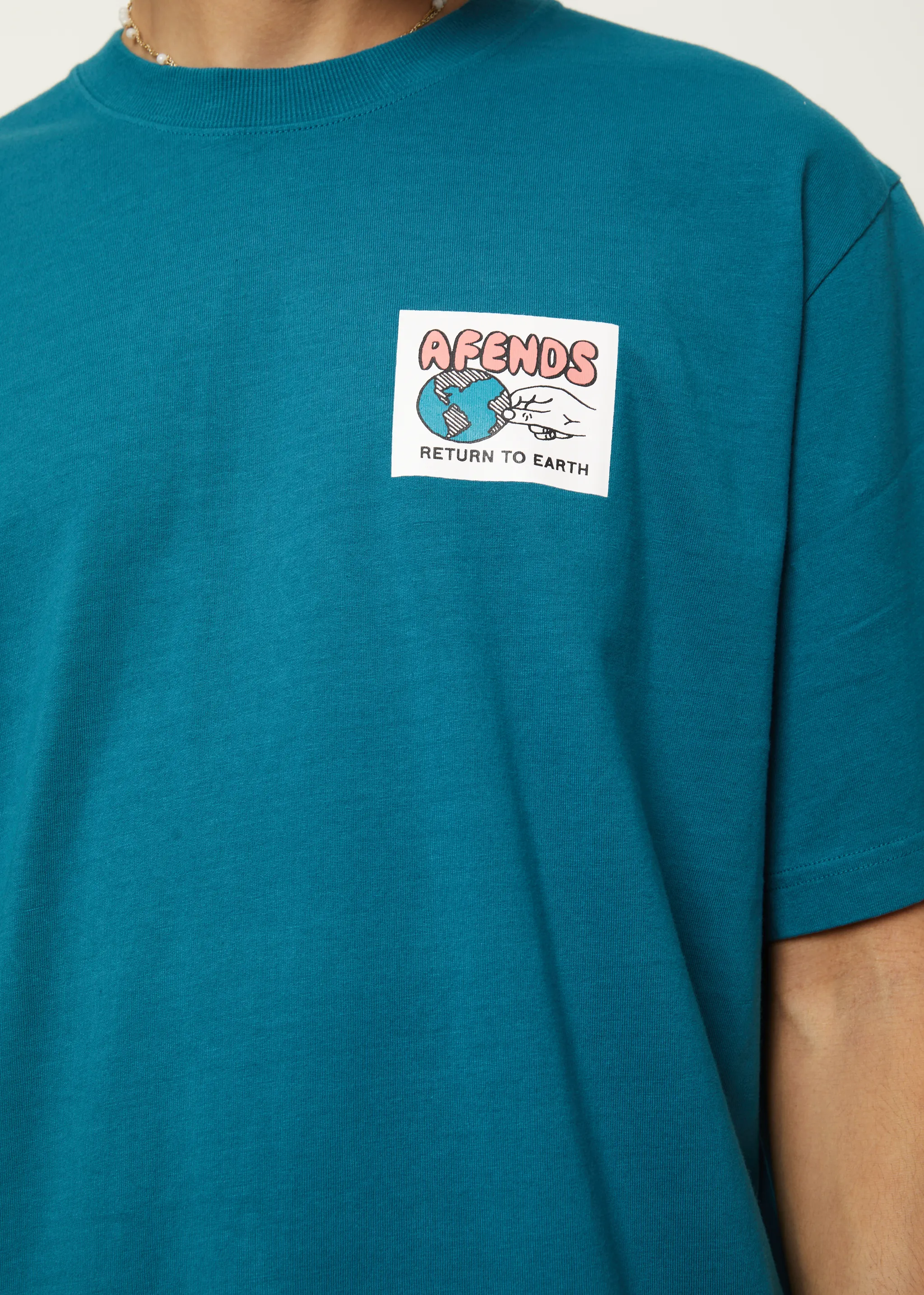 AFENDS Mens Back To It - Retro Graphic Logo T-Shirt - Azure