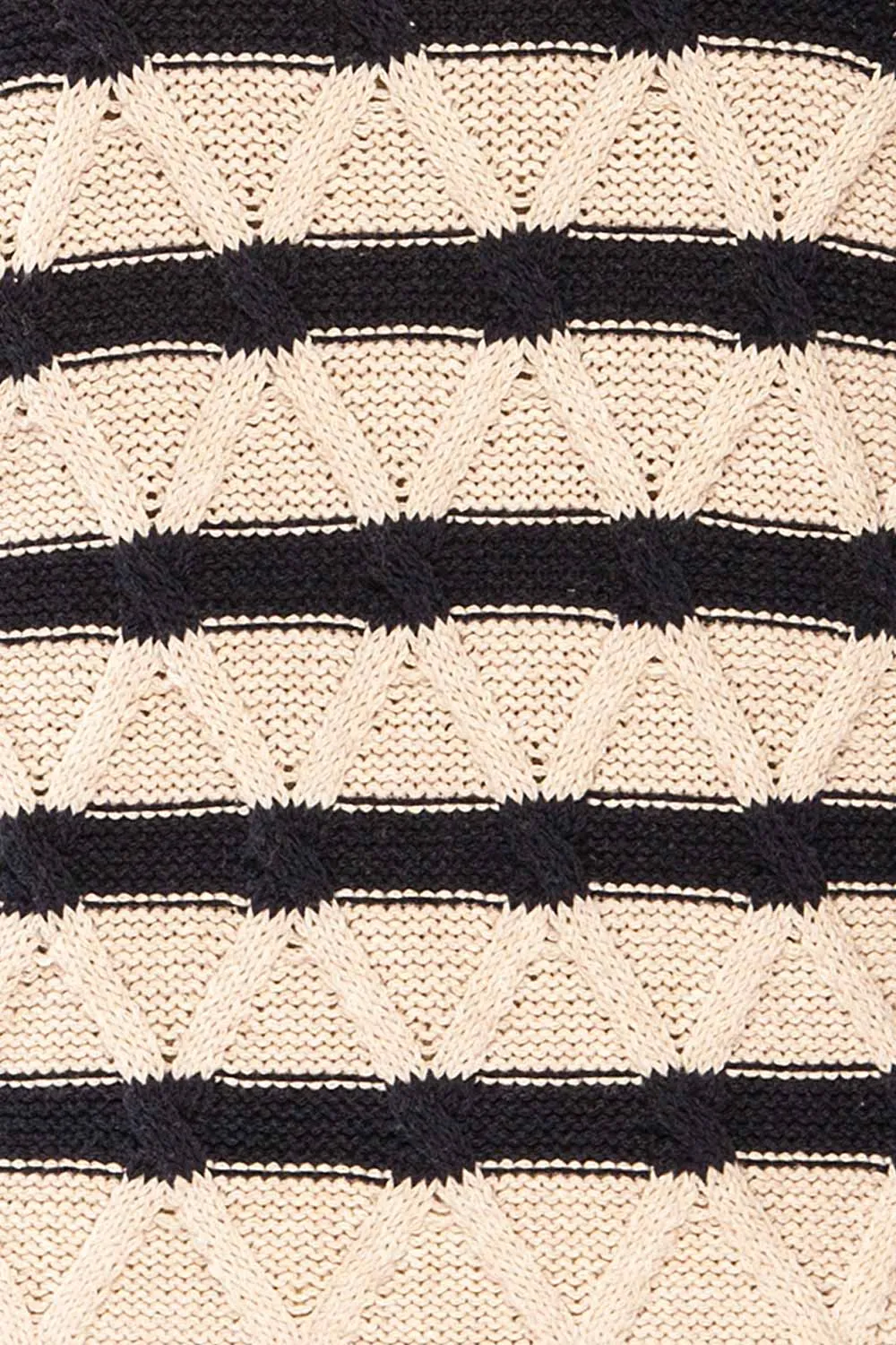 Algesiras Beige | Diamond Knit Striped Sweater