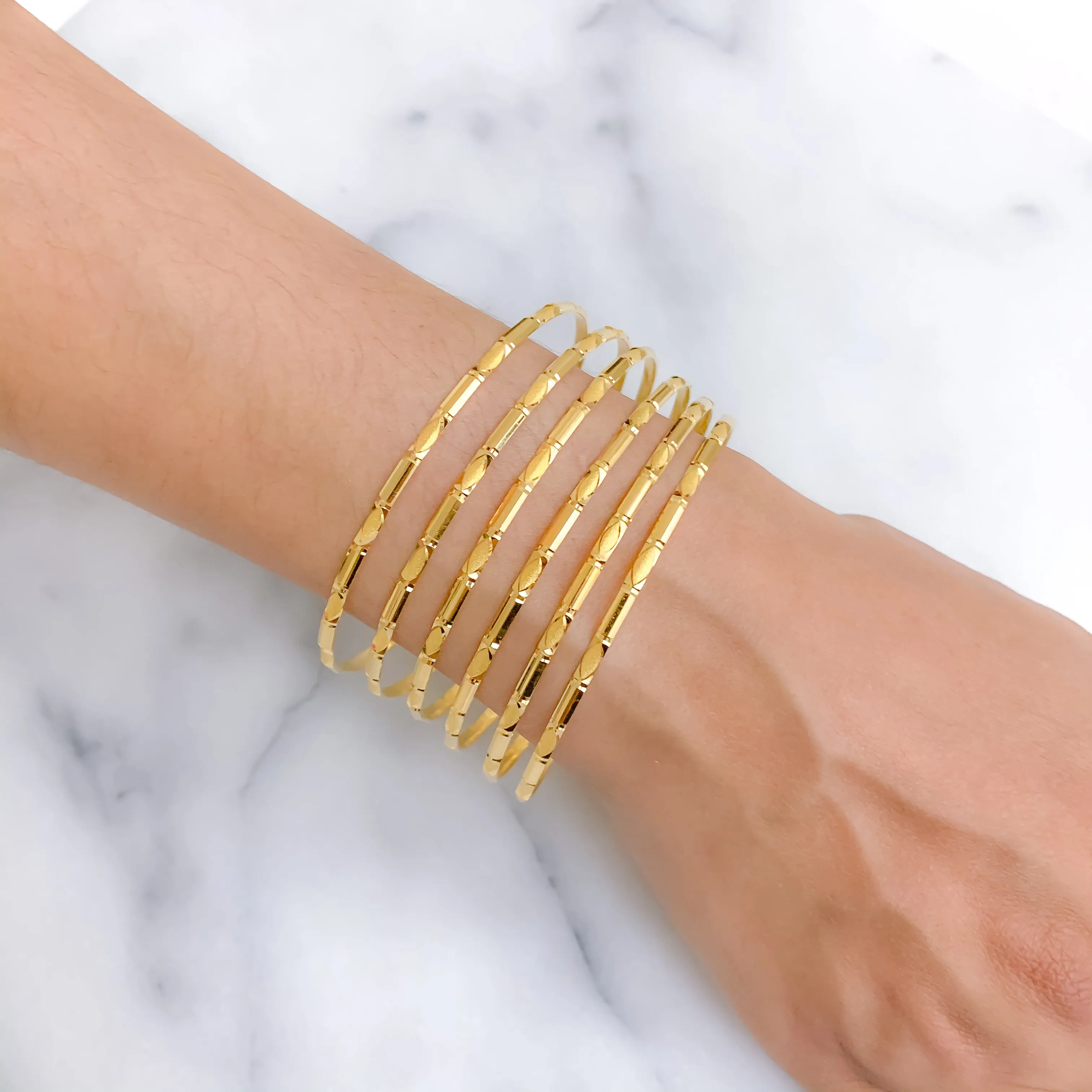 Alternating Matte Finish 6 Set Bangles