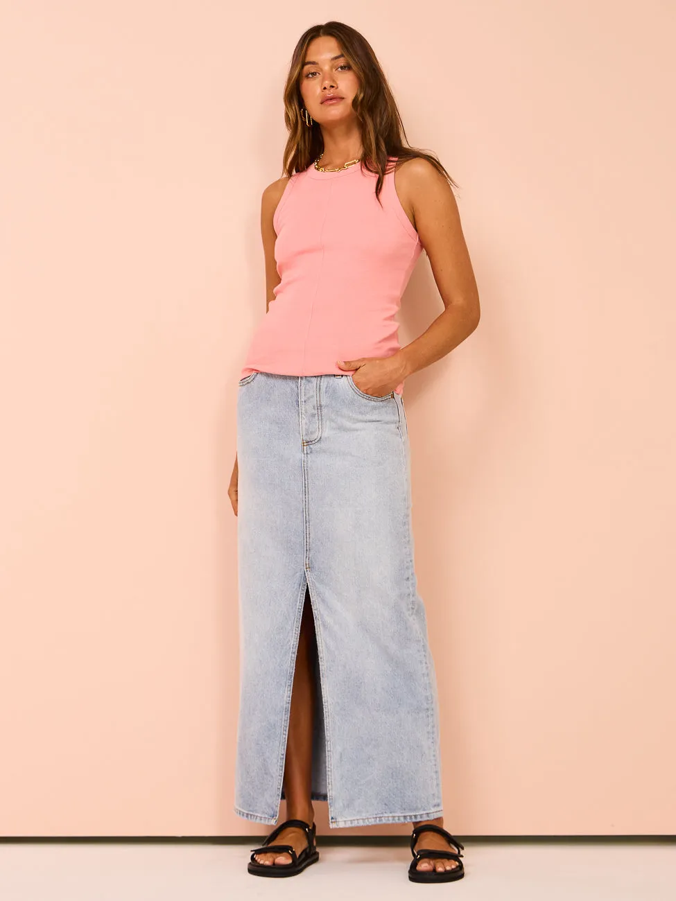 Assembly Label Renn Organic Rib Tank in Coral