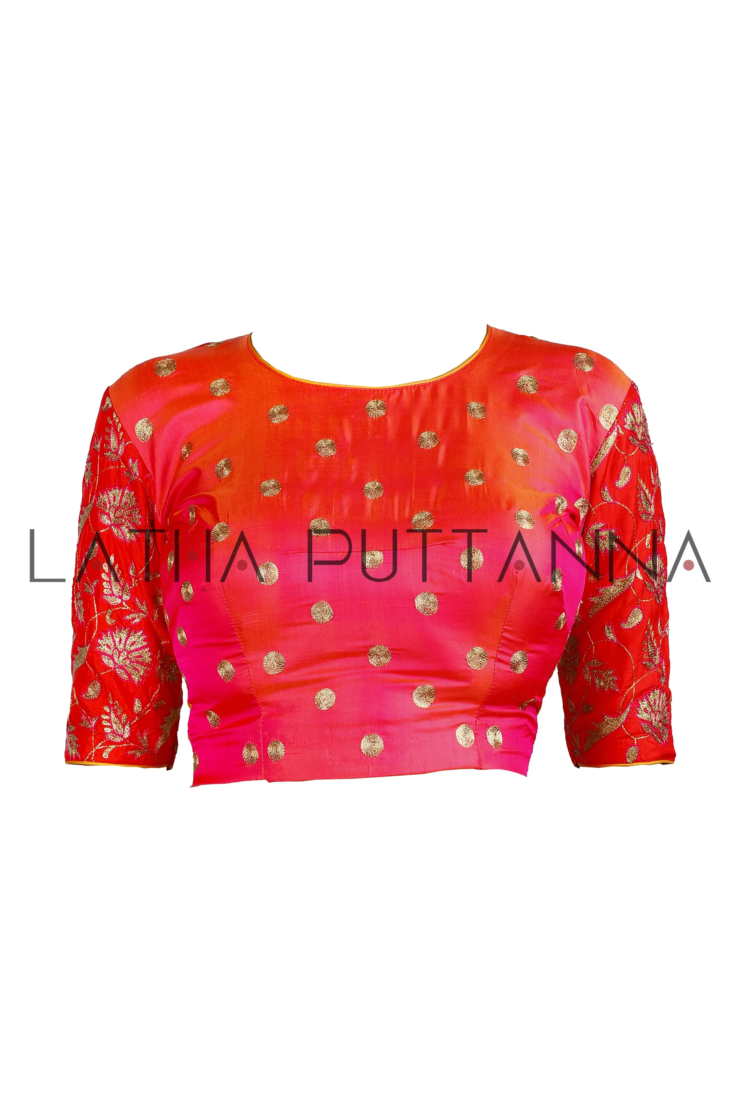 Bindhu - Pink Stunner with Polka Border
