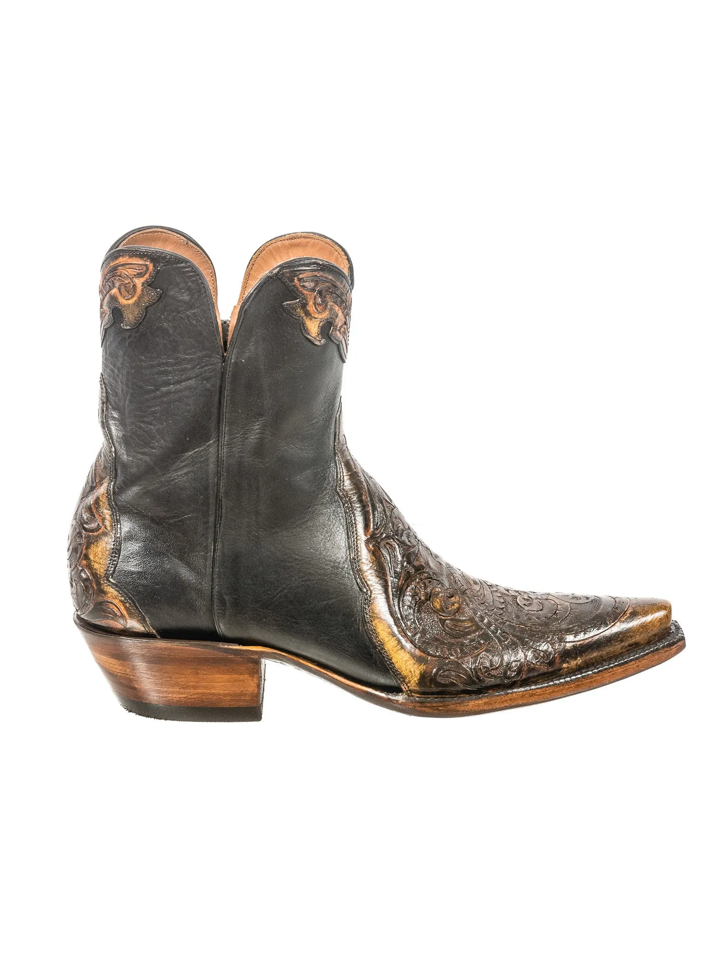 Black Jack Tooled Sanded Brown Bootie