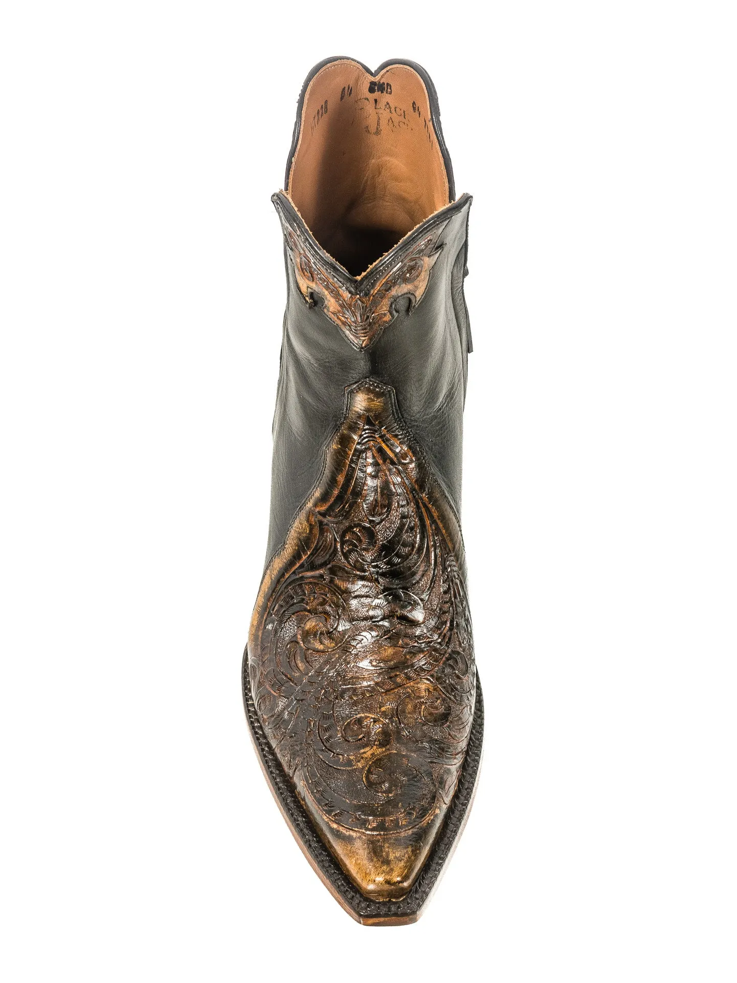 Black Jack Tooled Sanded Brown Bootie