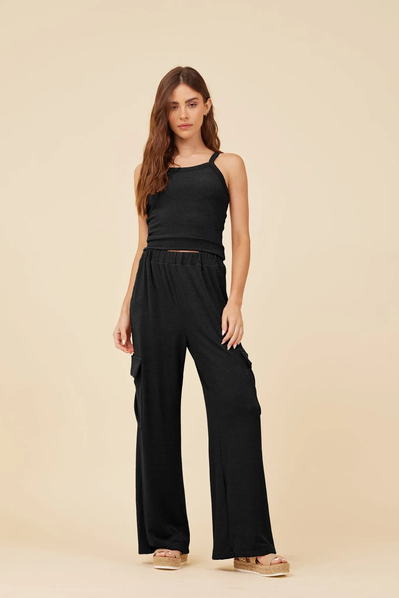 Black Knit Terry Tank