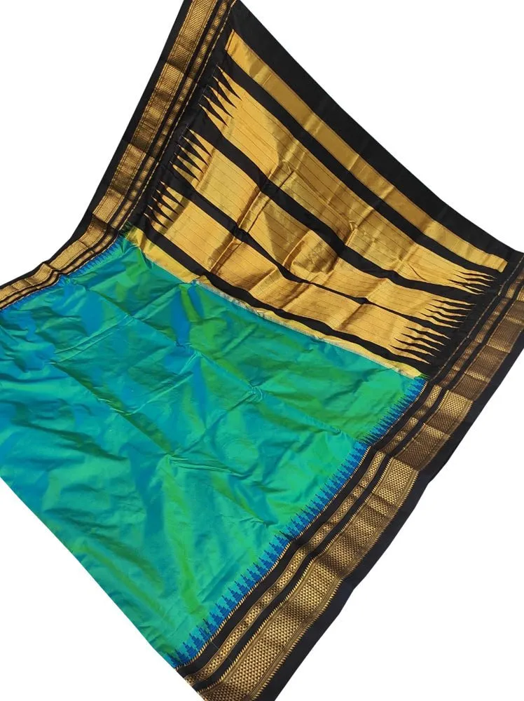 Blue And Green Shot Ilkal Pure Silk Saree