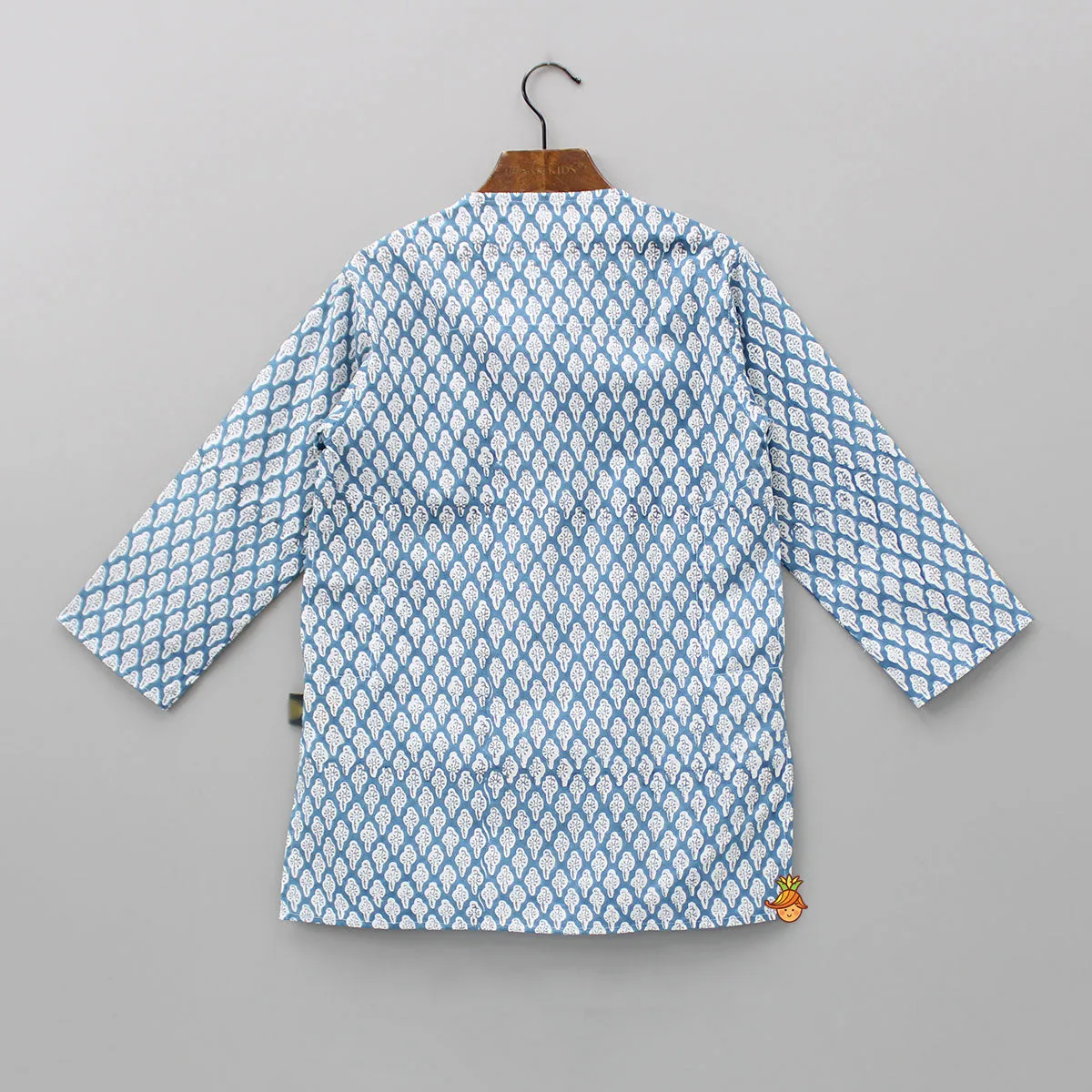 Blue Floral Hand Block Printed Cotton Kurta