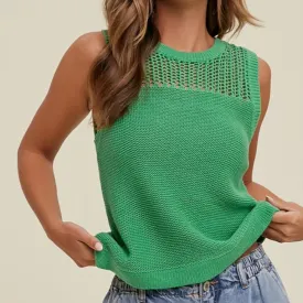 Boho Babe Crochet Yoke Detail Sweater Tank