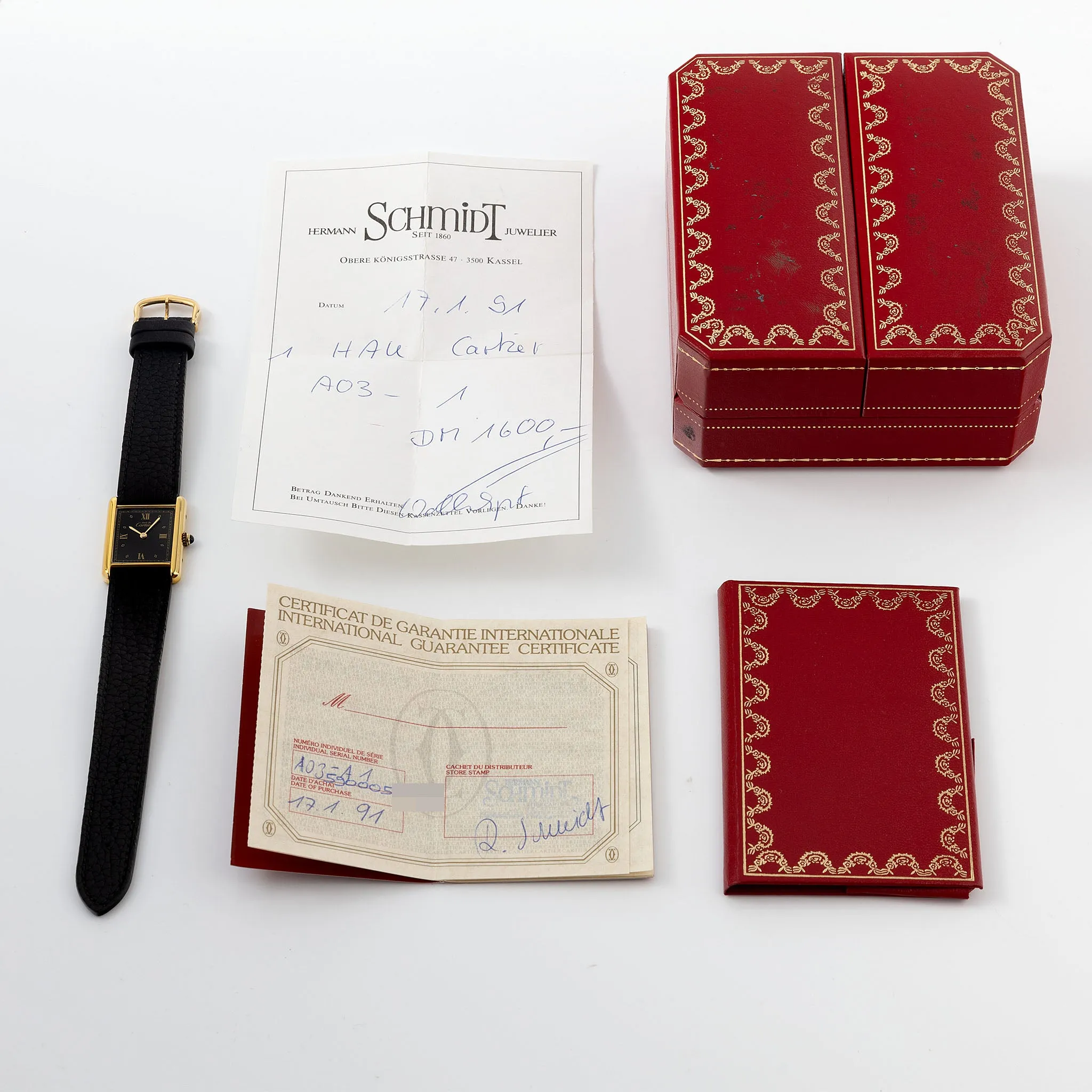 Black Dial Cartier Tank Must de Cartier Watch with Box and Papers Ref. 59005