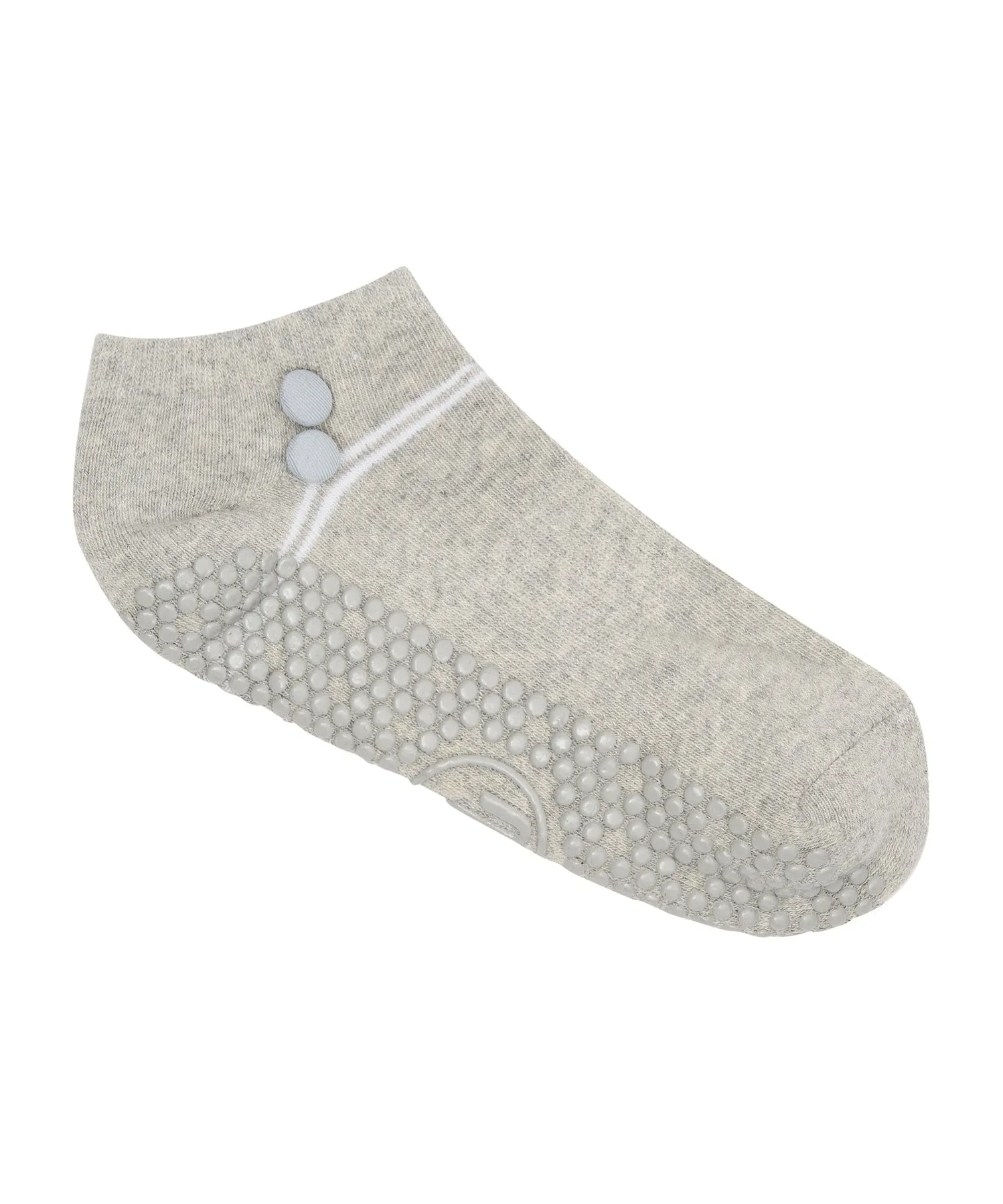 Classic Low Rise Grip Socks - Grey Marle Button (Barre / Pilates)