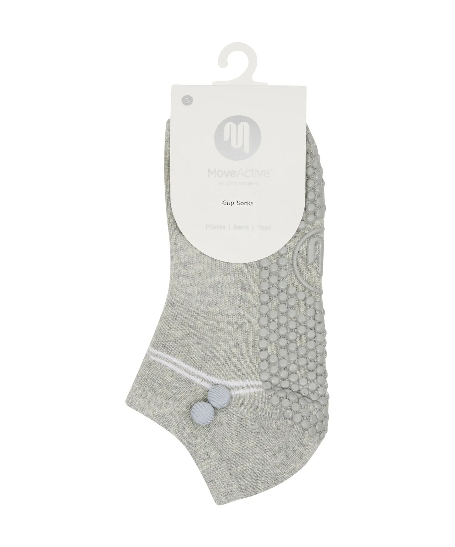 Classic Low Rise Grip Socks - Grey Marle Button (Barre / Pilates)