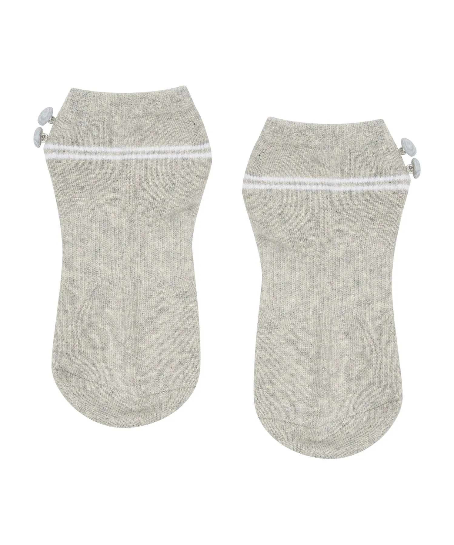Classic Low Rise Grip Socks - Grey Marle Button (Barre / Pilates)