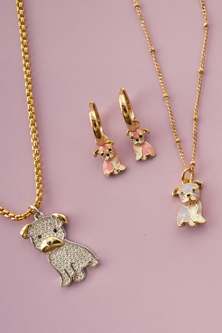 Cloud Haven Pink Bulldog Hoops Gold
