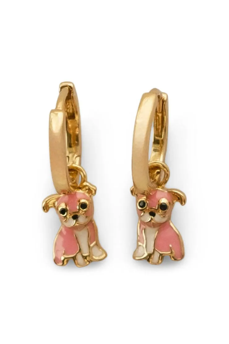 Cloud Haven Pink Bulldog Hoops Gold