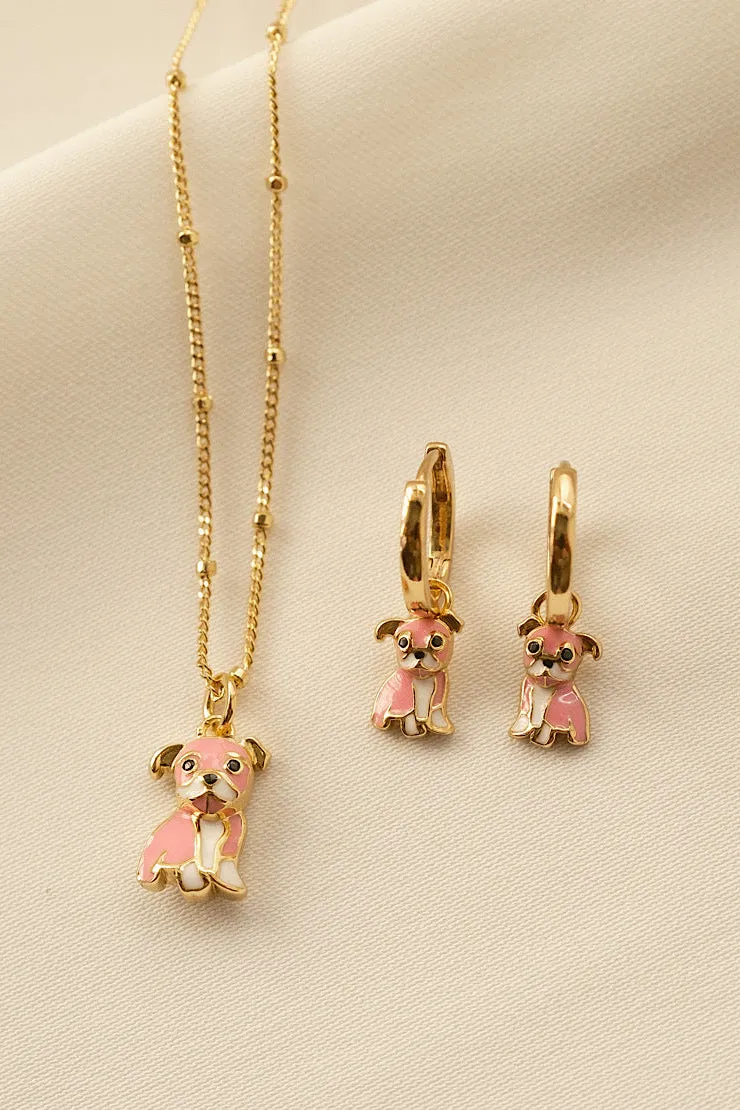 Cloud Haven Pink Bulldog Hoops Gold