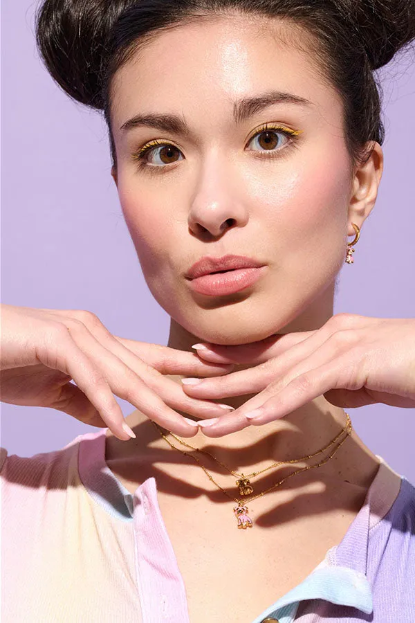 Cloud Haven Pink Bulldog Hoops Gold