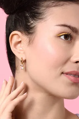 Cloud Haven Pink Bulldog Hoops Gold