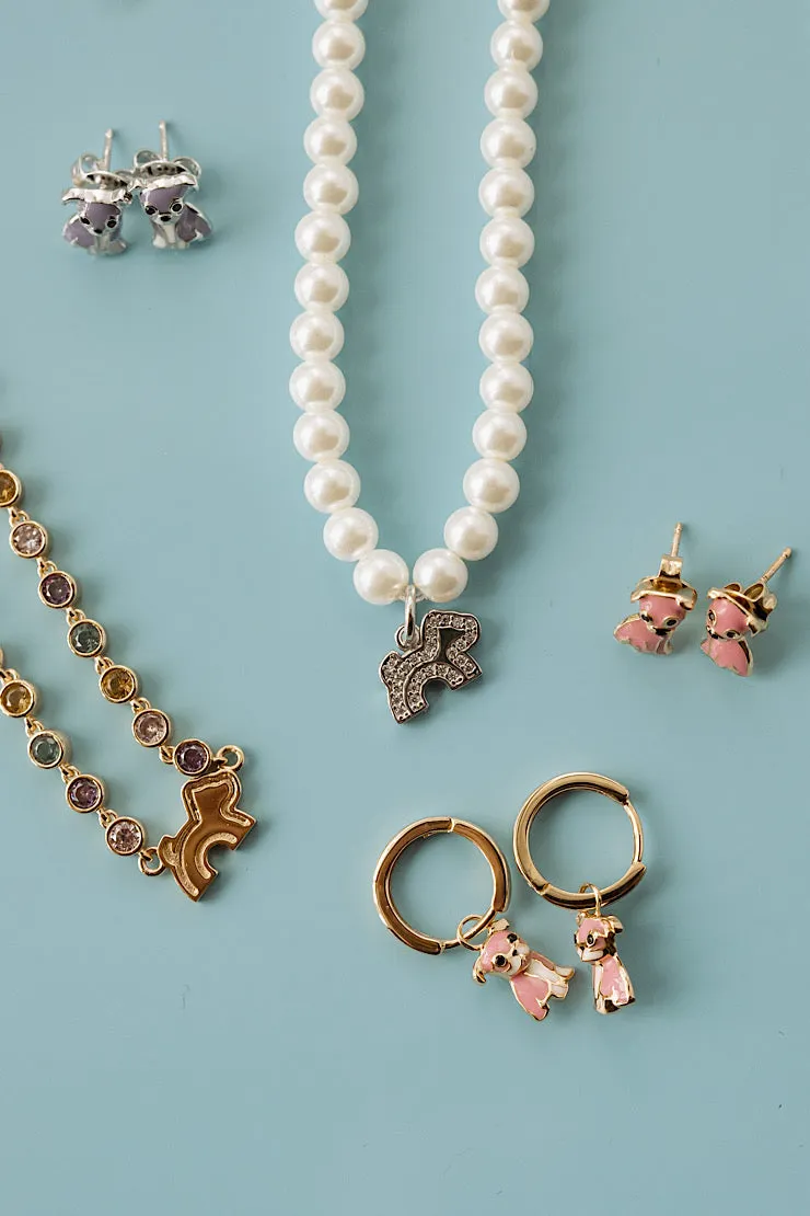 Cloud Haven Pink Bulldog Hoops Gold