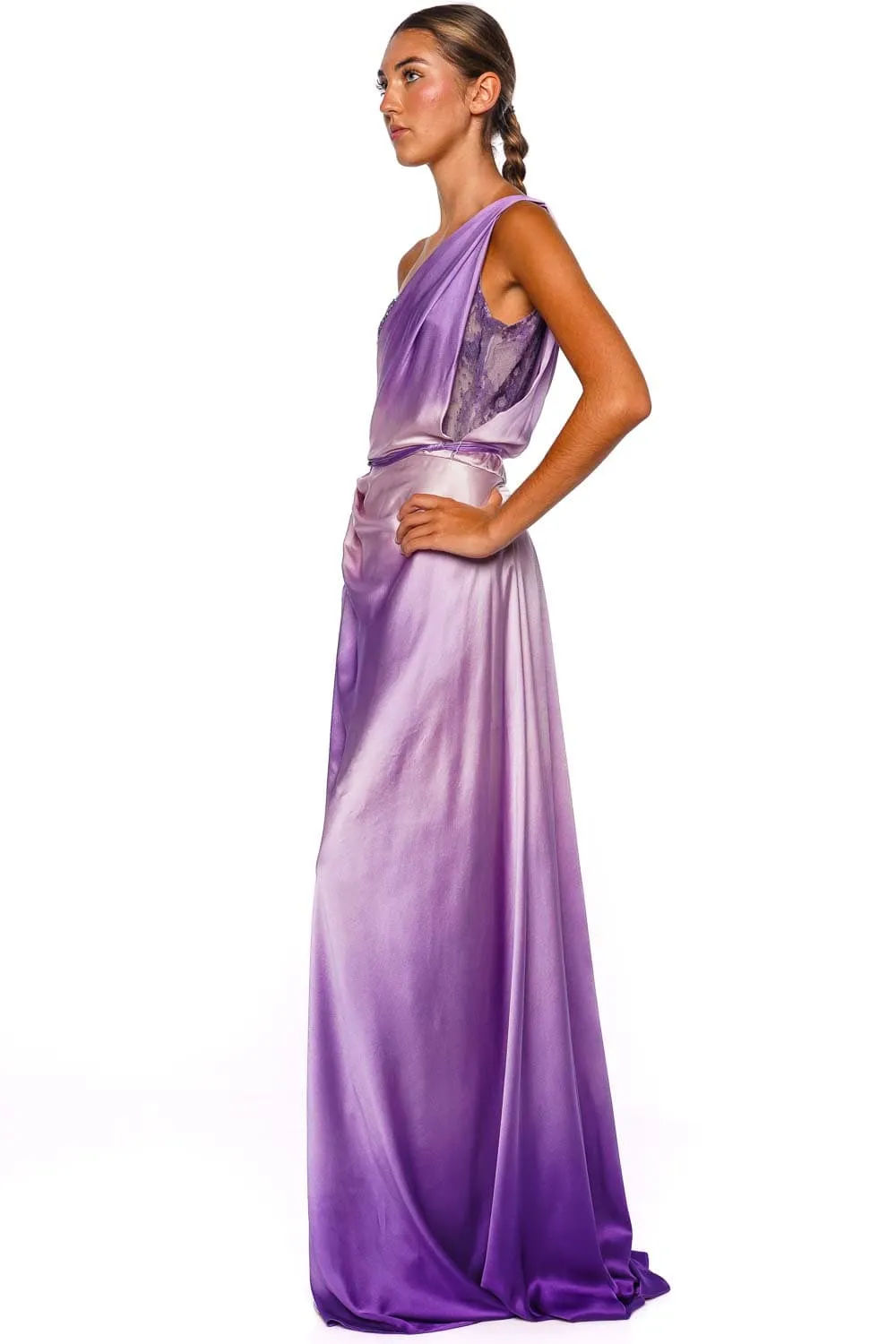 Continua One Shoulder Hand Dyed Silk Gown