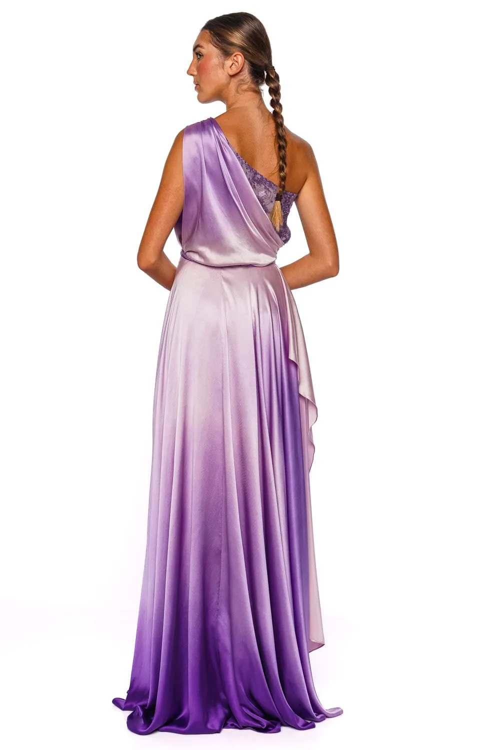 Continua One Shoulder Hand Dyed Silk Gown