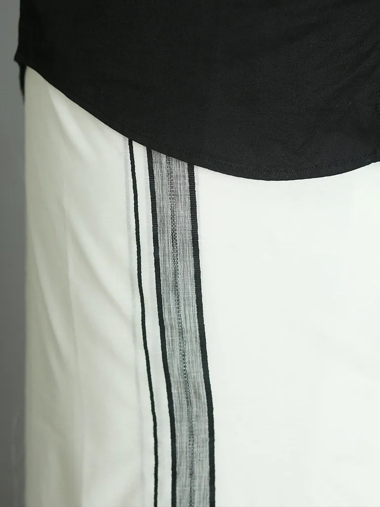 Cool Cot Cotton Double White Dhoti For Men - 299/-