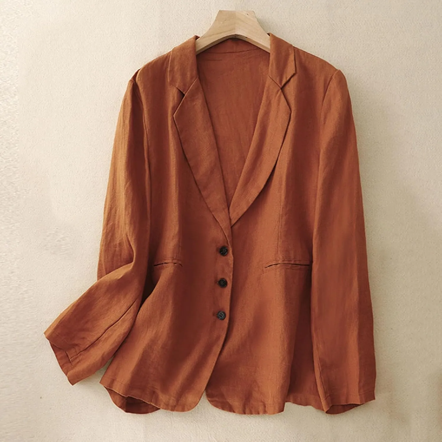 Cotton Linen Blazer for Women Long Sleeve Loose Casual Blazer Jackets Lightweight Spring Summer Work Suit Jacket