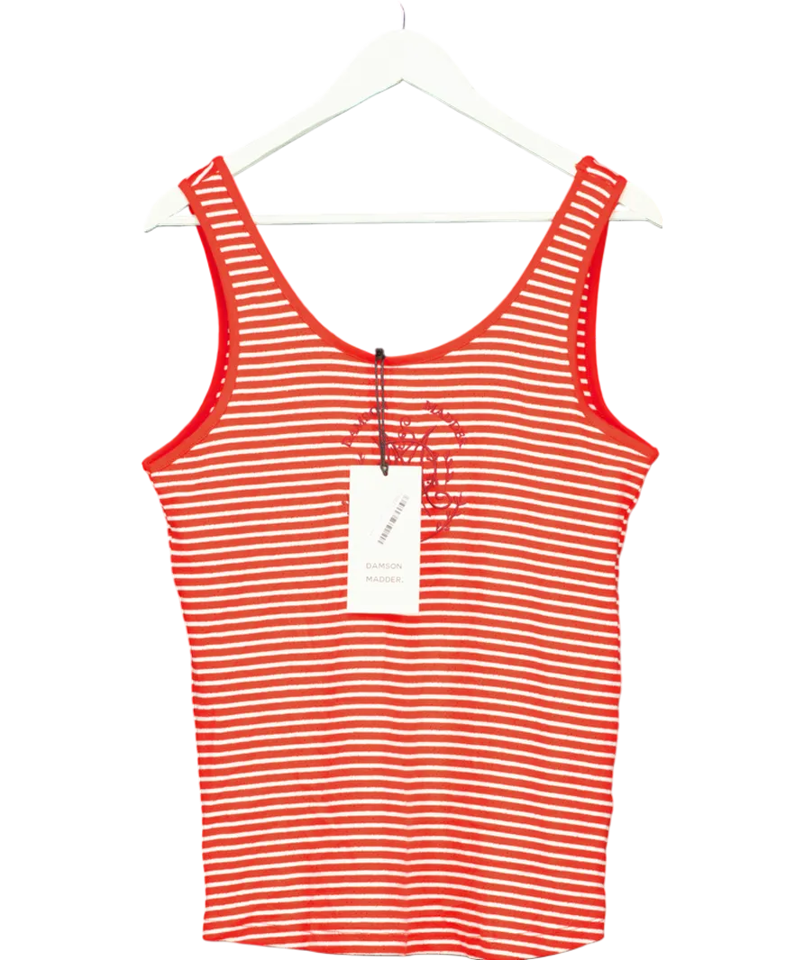 Damson Madder Red Embroidered Striped Tank Top UK 12