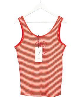 Damson Madder Red Embroidered Striped Tank Top UK 12
