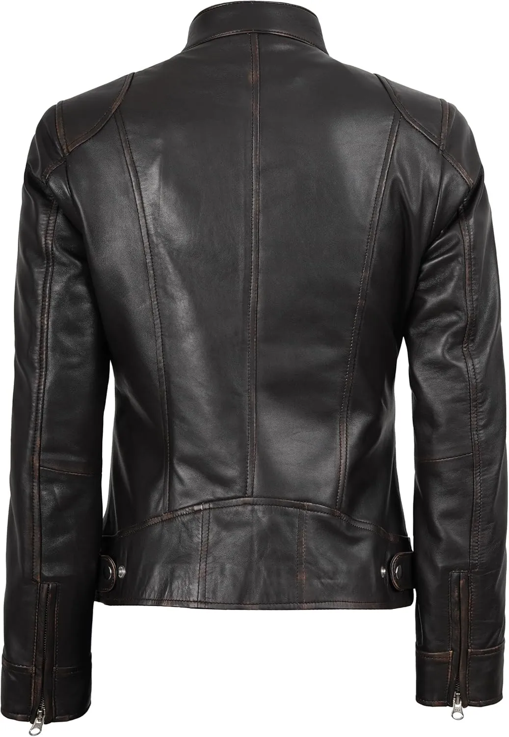 Decrum Leather Jackets For Women - Cafe Racer Style Casual Trending Fashion Womens Leather Jacket