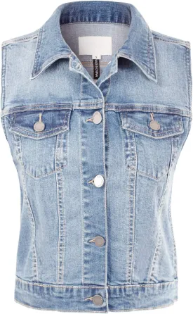 Design by Olivia Women's Classic Sleeveless Stone Wash Distressed Denim Vest