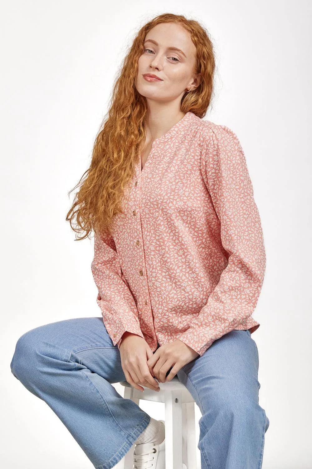 Ditsy Leaf Floral Top