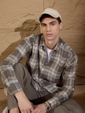 Drop Shoulder Oversized Checked Casual Shirt