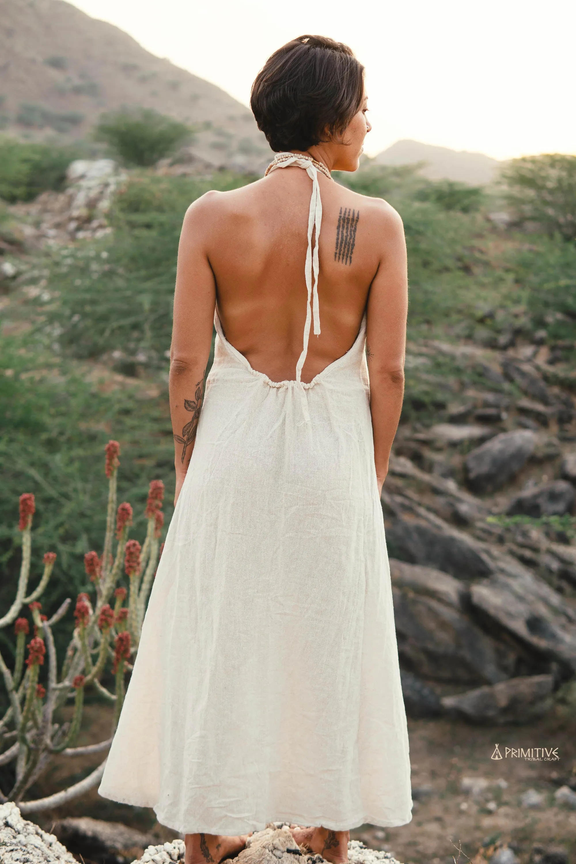 Earth Frayed Dress ~ Handwoven Raw Silk