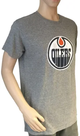 Edmonton Oilers Retro Brand Gray Tri-Blend Distressed Logo Short Sleeve T-Shirt