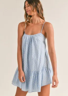Embroidered Mini Dress Lily in Blue
