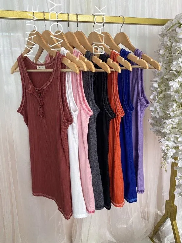 Emma Basic Round Neck Sleeveless Tank Top S-XL