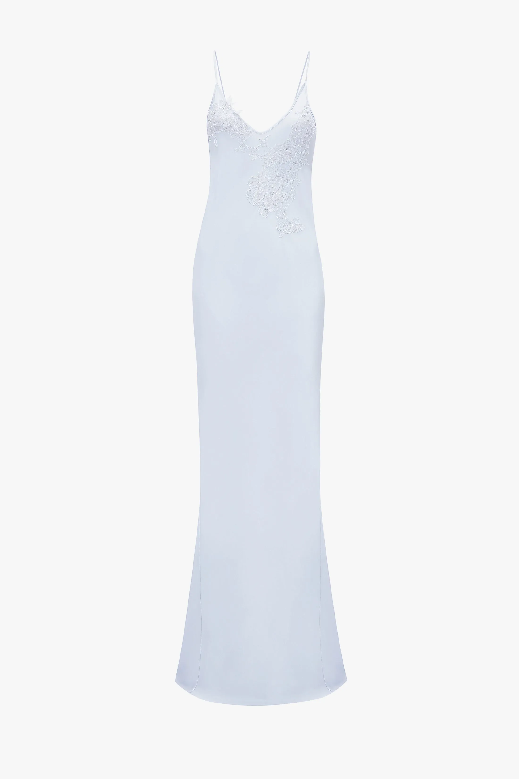 Ice Blue Floor-Length Cami Dress with Exclusive Lace Detailing